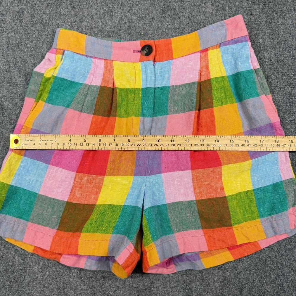Boden Red Gingham Dulwich 100% Linen Shorts Size 4 Colorful Preppy Summer - Picture 7 of 8